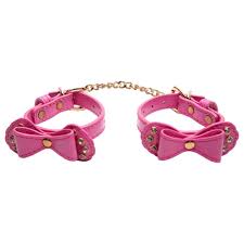 Algema Laço Corrente E Fivelas Rosa