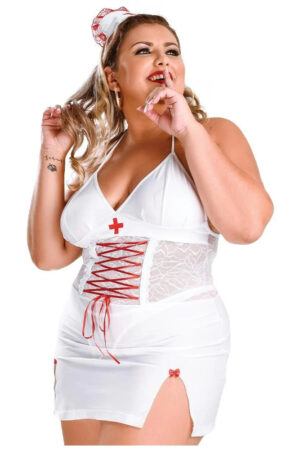 Fantasia Plus Size Enfermeira Ousada Hot Flowers