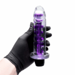 Pênis Vibrador Jelly 15,5cm X 3,7cm Multivelocidade Kgel - ROXO